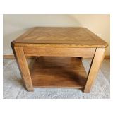 Vtg Oak Coffee Table End Table