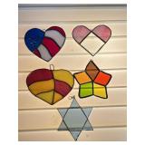 STAINED GLASS HEARTS & STARS SUN CATCHERS