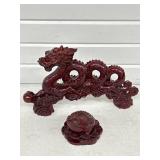 HEAVY RED RESIN 3-LEGGED FENG SHUI MONEY TOAD &