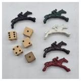 TOTOPOLY METAL HORSES & DICE CIRCA 1930'S