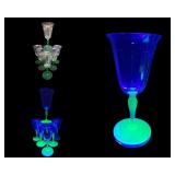 7 Green stem glass goblet Uranium stem and foot