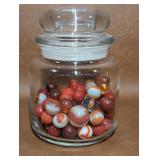 Vintage Oxblood Marbles and Others in Glass