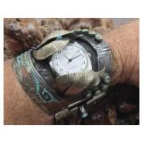 Monumental Signed Silver Navajo Watch Cuff