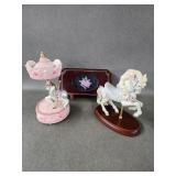 Group of Vintage Carousel Figurines & Music Box