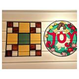STAINED GLASS CHECKER BOARD SQUARE & JOY ANGEL NO