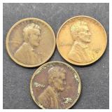 1920 S, 1931 D & 1933 D LINCOLN WHEAT PENNIES