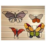 4 STAINED GLASS BUTTERFLY SUN CATCHERS NO CRACKS