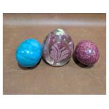 Stone Eggs and Glass Paperweight