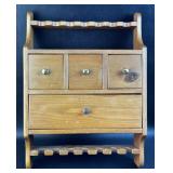 VTG Hanging Wood Pipe Rack w/ Tobacco Jar Drawer