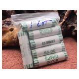 Six Rolls Uncirculated Dimes 2002 - 2003