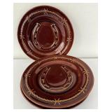 3 Horseshoe Rainbow Trading Dinner Plates Western