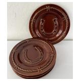 4 Horseshoe Rainbow Trading Salad Plates Western