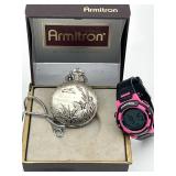 ARMITRON POCKET WATCH & WRIST WATCH
