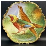 Limoges Porcelain Wall Plate Golden Pheasant Hand