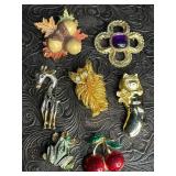 FASHION JEWELRY BROOCHES GIRAFFE, FROG, OWL, CAT