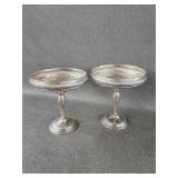 Pair Vntg Weighted Sterling Pedestal Compotes