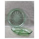 Uranium US Glass Tendril Cake Plate & Divided