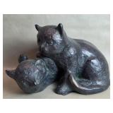 Vtg " Kittens at Play " Sculpture by Klara Sever