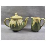 Vtg. Shawnee Pottery Corn Teapot Cream & Sugar