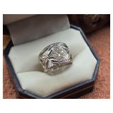 Sterling Silver Ring w/ Diamond Accents
