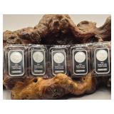5 - 1oz .999 Fine Silver Bars / Slabs - 5 Ounces