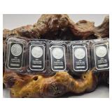 5 - 1oz .999 Fine Silver Bars / Slabs - 5 Ounces