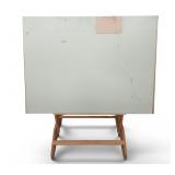 Vtg Drafting Table Adjustable Oak Base