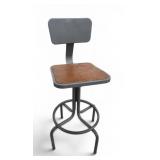 Vtg Industrial Drafting Stool Swiveling Metal