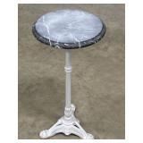 CAST-IRON & MARBLE PLANT STAND, MARBLE HAS PAINT