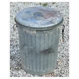 GALVANIZED TRASHCAN W/ LID