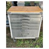 ROLLING 6-DRAWER CABINET W/WOOD TOP