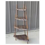 Vintage Wooden 4-Tier Corner Shelf 42"