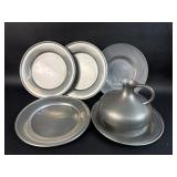 Pewter Plates w/ Small Pewter Ewer Steiff & Royal