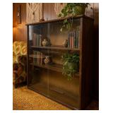 Mid Century Walnut Cabinet with Sliding Doors,