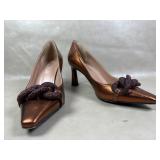Vero Cuoio Pollini Calzature Bronze Heels Italy