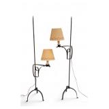 Pr Vtg Wrought Iron Adjustable Floor Lamps