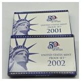 2001 & 2002 US MINT PROOF COIN SETS