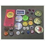 Souvenir Button Pins & Bottle Caps Collection