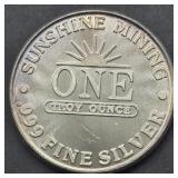 SUNSHINE MINING 1 OZ FINE SILVER ROUND
