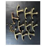 10 MCM Brass Robe/ Coat Hooks w/ Screws