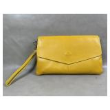 Genuine Yellow Leather Italy Envelope Clutch