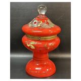 Antique Bohemian Hand Painted Glass Covered