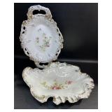 2 Antique Porcelain Serving Bowls w/ Scalloped