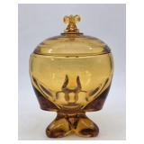 Viking Glass Epic Three Foil Persimmon Candy Dish