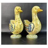 Pair of Vintage PV Czechoslovakia Ceramic Yellow
