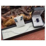 Sterling Silver Jewelry w/ Blue Stones- Ring ++