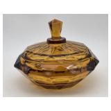 Viking Glass Diamond Point Lidded Candy Bowl