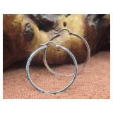 14K White Gold & Diamond Hoop Earrings