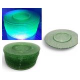 14 Vtg Uranium Vaseline LE Smith Glass Plates "By