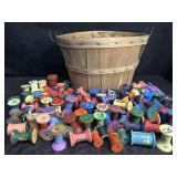 ORCHARD BASKET W/ PAINTED THREAD SPOOLS